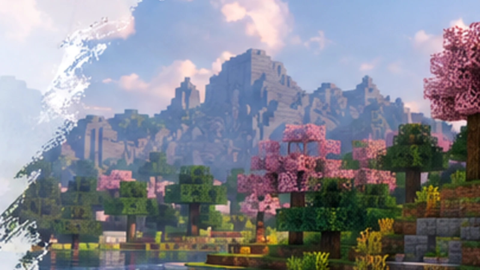 Quark Mod inspired vanilla-style building landscape with decorative blocks